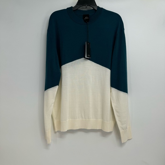 NWT Armani Exchange Wool Blend Pullover Sweater Men’s Size M Blue/White $110 - Picture 3 of 15